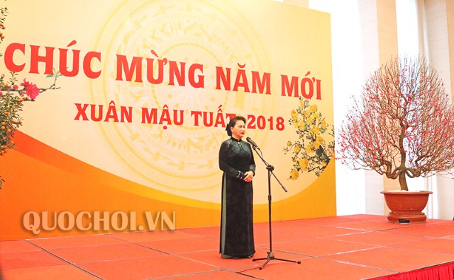 Chủ tịch Quốc hội Nguyễn Thị Kim Ngân chúc Tết lãnh đạo, cán bộ, công chức, viên chức và người lao động Quốc hội